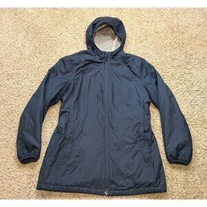 LL Bean Women Parka Navy Plush Fleece Lined Winter Jacket Hood Size M Reg 280551